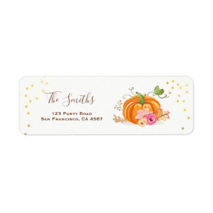 Etiquetas de dirección de calabaza otoño oro rosad