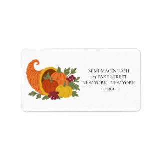 Etiquetas de dirección de cornucopia de calabazas