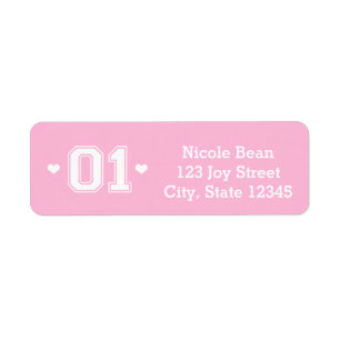 Etiquetas de dirección de cumpleaños número 1 Pink