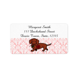 Etiquetas de dirección de Dachshund Lisa Rojo y Ro