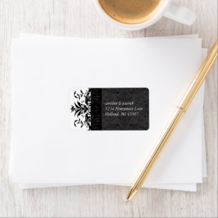 Etiquetas de dirección de damasco negro -
