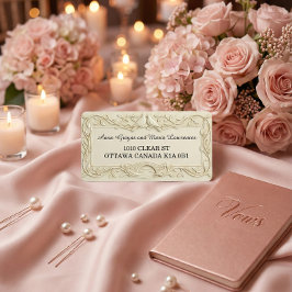 Etiquetas de dirección de devolución de boda con f