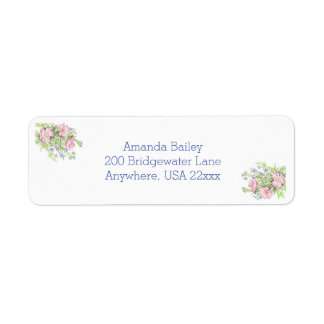 Etiquetas de dirección de devolución de boda flora