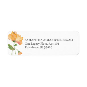 Etiquetas de dirección de devolución de boda flora