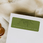 Etiquetas de dirección de devolución de Bouquet co<br><div class="desc">Sello elegante y de moda con ramo floral a mano en negro,  con tipografía delgada en blanco sobre un verde tierra para yuxtaponer la naturaleza y el diseño.</div>