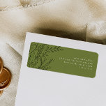 Etiquetas de dirección de devolución de Bouquet co<br><div class="desc">Sello elegante y de moda con ramos florales en negro,  adornados con una tipografía delgada en blanco sobre un fondo verde tierra para yuxtaponir la naturaleza y el diseño.</div>