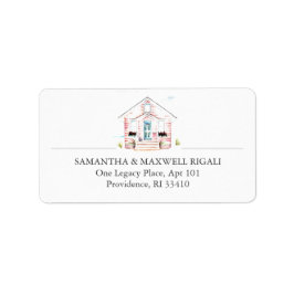 Etiquetas de dirección de devolución de casa rosa