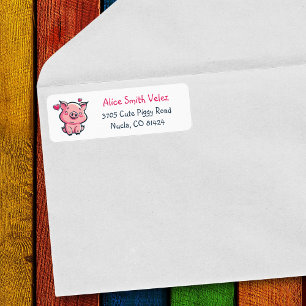 Etiquetas de dirección de devolución de cerdito ad
