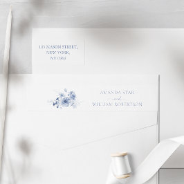 Etiquetas de dirección de devolución de floral azu