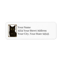 Etiquetas de dirección de devolución de gato negro