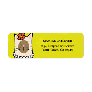 Etiquetas de dirección de devolución de gatos siam
