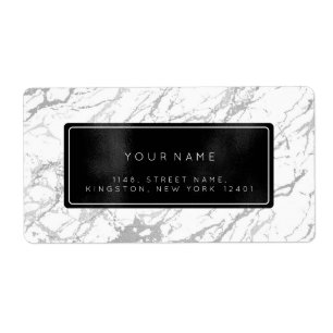 Etiquetas de dirección de devolución de mármol gri