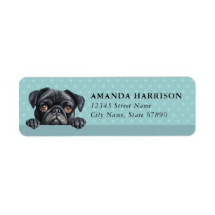 Etiquetas de dirección de devolución de perro Pug