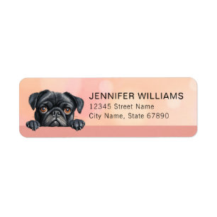 Etiquetas de dirección de devolución de perro Pug