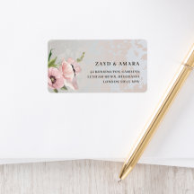 Etiquetas de dirección de devolución florales rosa
