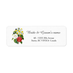 etiquetas de dirección de flores coloridas vintage