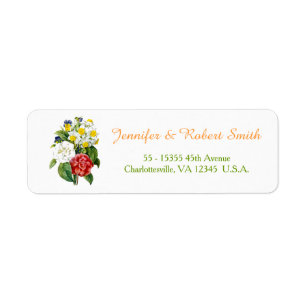 etiquetas de dirección de flores coloridas vintage