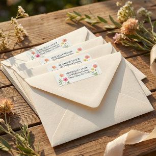 Etiquetas de dirección de flores de boda Pastel Fl