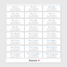 Etiquetas de dirección de invitado con guión azul