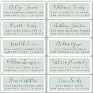 Etiquetas de dirección de invitado de Boda de cali