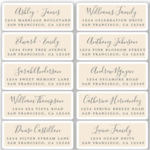 Etiquetas de dirección de invitado de Boda de cali