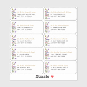 Etiquetas de dirección de invitado de Boda de nomb