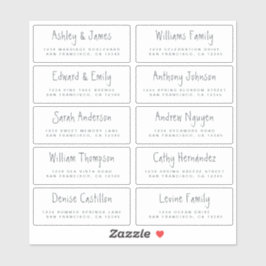 Etiquetas de dirección de invitado de Boda de scri