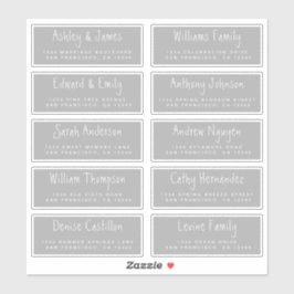 Etiquetas de dirección de invitado de Boda de scri