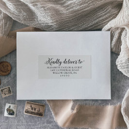 Etiquetas de dirección de invitado de Boda de scri