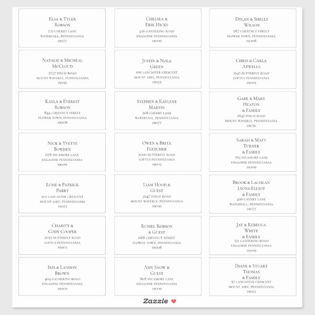 Etiquetas de dirección de invitado de boda simple  (Subido por el creador)