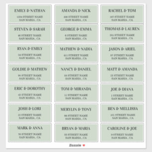 Etiquetas de dirección de invitado de Boda verde c