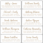 Etiquetas de dirección de invitado de caligrafía d<br><div class="desc">Fácil de personalizar, nombres y direcciones / pegatinas individuales de etiquetas de direcciones boda para los huéspedes en un tamaño de 2 x 0.8 pulgadas adecuado para postales! Estas etiquetas de dirección boda, modernas y de diseño, presentan los nombres de sus invitados bodas en una caligrafía de escritura manuscrita elegante...</div>