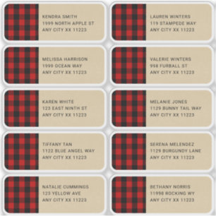 Etiquetas de dirección de invitado Lumberjack Red