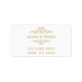 Etiquetas de dirección de marco dorado de color bl