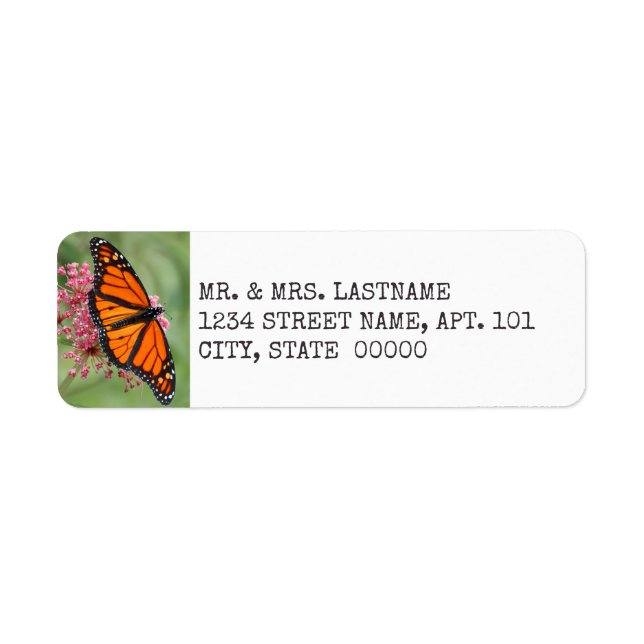 Etiquetas de dirección de mariposa monarca (Frente)