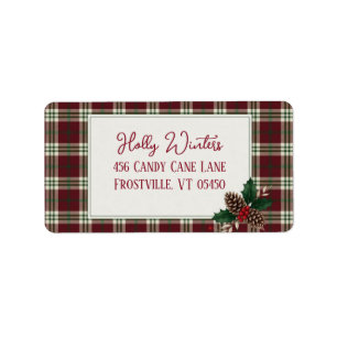 Etiquetas de dirección de Navidad con Plaid Rústic