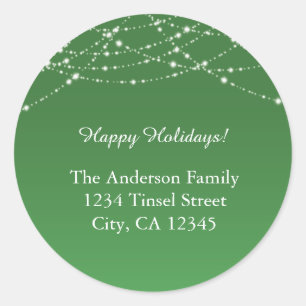 Etiquetas de dirección de Navidad Green & Glitter