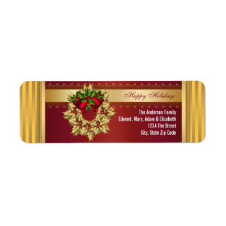 Etiquetas de dirección de Navidad Holly Rojo Campa