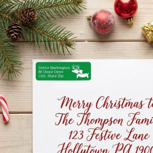 Etiquetas de dirección de Navidad verdes de perro