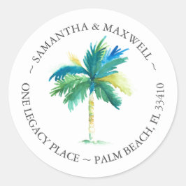 Etiquetas de dirección de palmera tropical