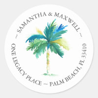 Etiquetas de dirección de palmera tropical
