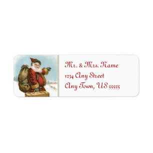 Etiquetas de dirección de Papá Noel del vintage
