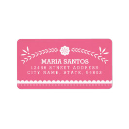 Etiquetas de dirección de papel picado - rosa