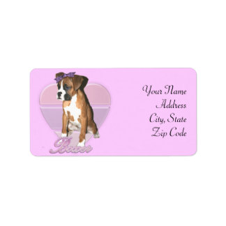 Etiquetas de dirección de perro de boxer