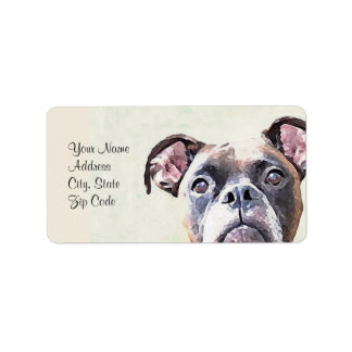 Etiquetas de dirección de perro de boxer