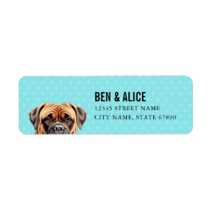 Etiquetas de dirección de regreso de Bullmastiff