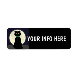 ETIQUETAS DE DIRECCIÓN DE REGRESO DE GATO NEGRO