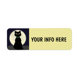 ETIQUETAS DE DIRECCIÓN DE REGRESO DE GATO NEGRO