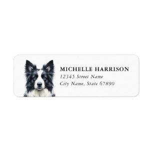 Etiquetas de dirección de retorno Border Collie