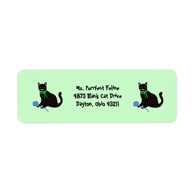 Etiquetas de dirección de retorno de gato negro (Frente)